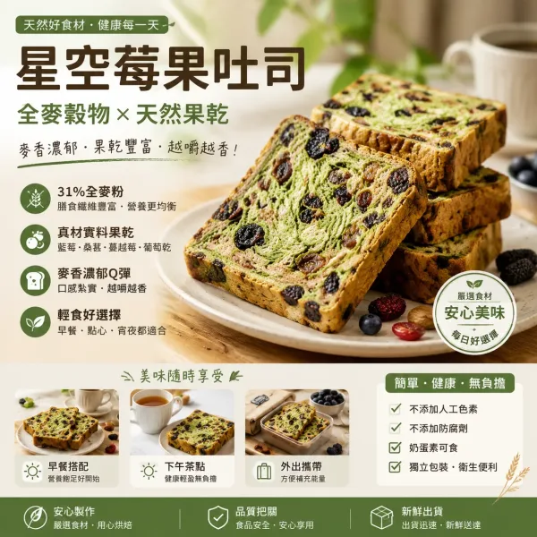 👉一片頂4小時⚡️早餐吃這個就夠！ 滿滿羽衣甘藍+莓果乾✨ 咬下去超滿足🌟營養滿分減脂期救星 ✅全麥厚切✅野果爆多✅高纖飽足
