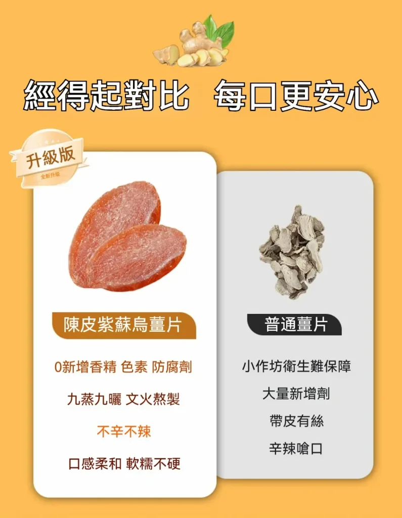 嫩薑＋陳皮＋紫蘇 古法慢熬入味 🌿 辛香回甘不嗆口 👜 隨身小包裝 想吃就帶著走 一片享受天然好滋味！ - 3