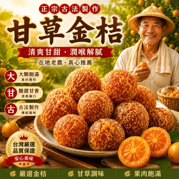 🍊【宜蘭有機甘草金桔】最後產季限定！錯過再等明年！ 🌿 嚴選宜蘭優質金桔，搭配甘草古法調製，自然風乾製作，保留果香與細膩口感。 ✨ 金桔香氣濃郁 ✨ 甘甜爽口不膩 ✨ 果肉柔軟有嚼感 入口先感受金桔清香，慢慢散發甘草回甘滋味，一口接一口停不下來！ 🍵 泡茶、日常小點、午後解饞都適合 🎁 產季限定福利優惠，喜歡金桔風味的朋友別錯過！