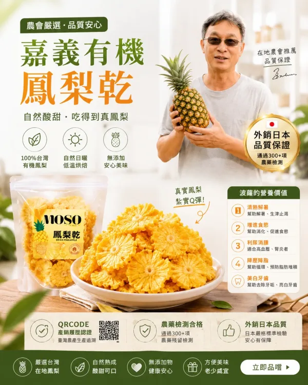 🍍【嘉義鳳梨乾】傳統烘焙工藝製作｜保留鳳梨自然果香與微脆口感 🔥 現切果肉低溫烘烤｜自然果甜風味濃郁 ✨ 入口微脆帶果纖維感｜越嚼越香不膩口 👨‍👩‍👧 全家皆適合的小零食選擇｜追劇 / 休閒 / 旅遊都方便攜帶